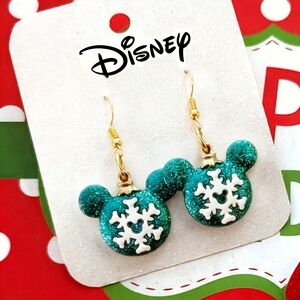 Disney Teal Snowflake Earrings for Kids
